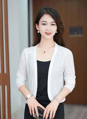 冰丝披肩短外套女2024春夏新款长袖旗袍外搭开衫短款百搭坎肩上衣