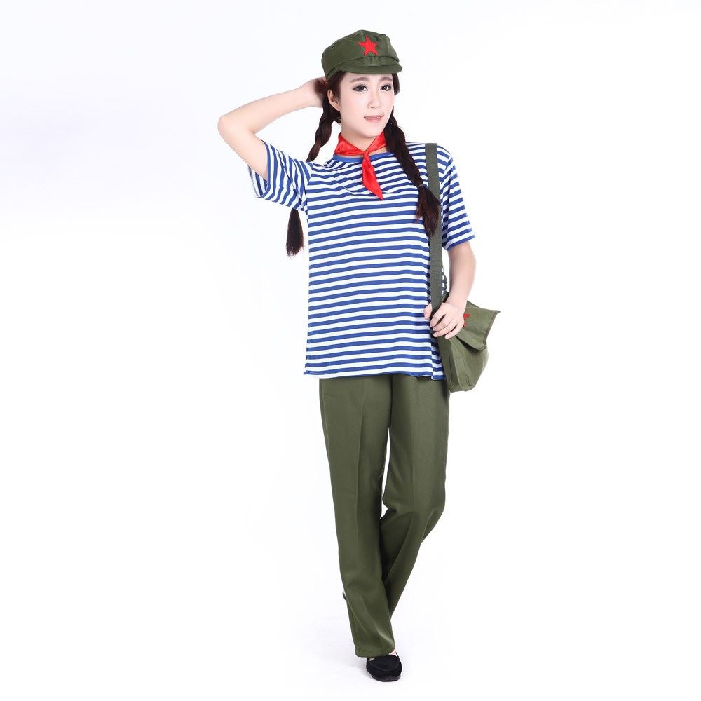 怀旧服装70-80年代衣服革知青红卫兵套装海魂衫表演服男女演出服-图0