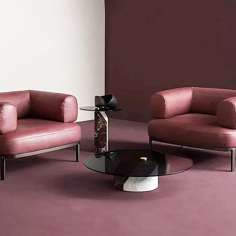 意式极简设计师款大理石茶几北欧简约家用客厅沙发边桌茶几组合-图0