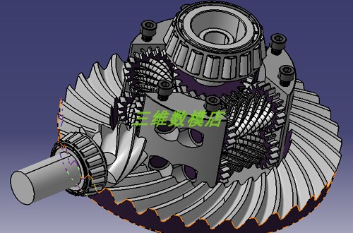 托森差速器齿轮3D三维几何数模型自锁蜗轮蜗杆式差速器主减速器 - 图1