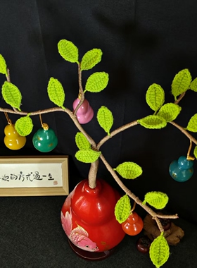 非遗大漆天然葫芦发财树摆件定制
