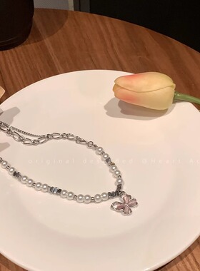 秋冬蝴蝶双层甜酷毛衣链配饰