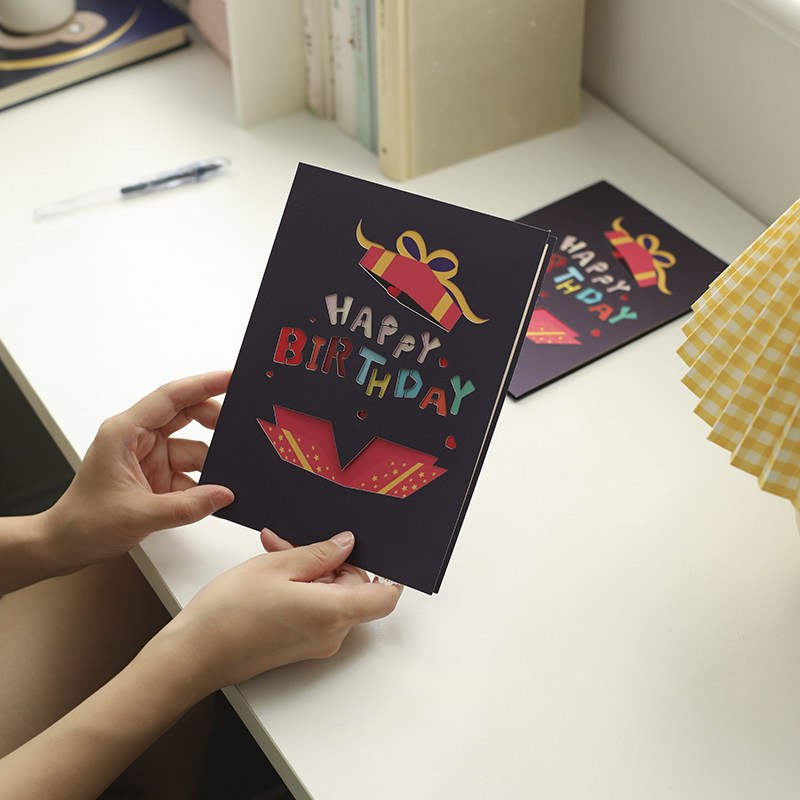 立体高级感儿童生日贺卡ins风生日会周年生日快乐感谢DIY手写留言