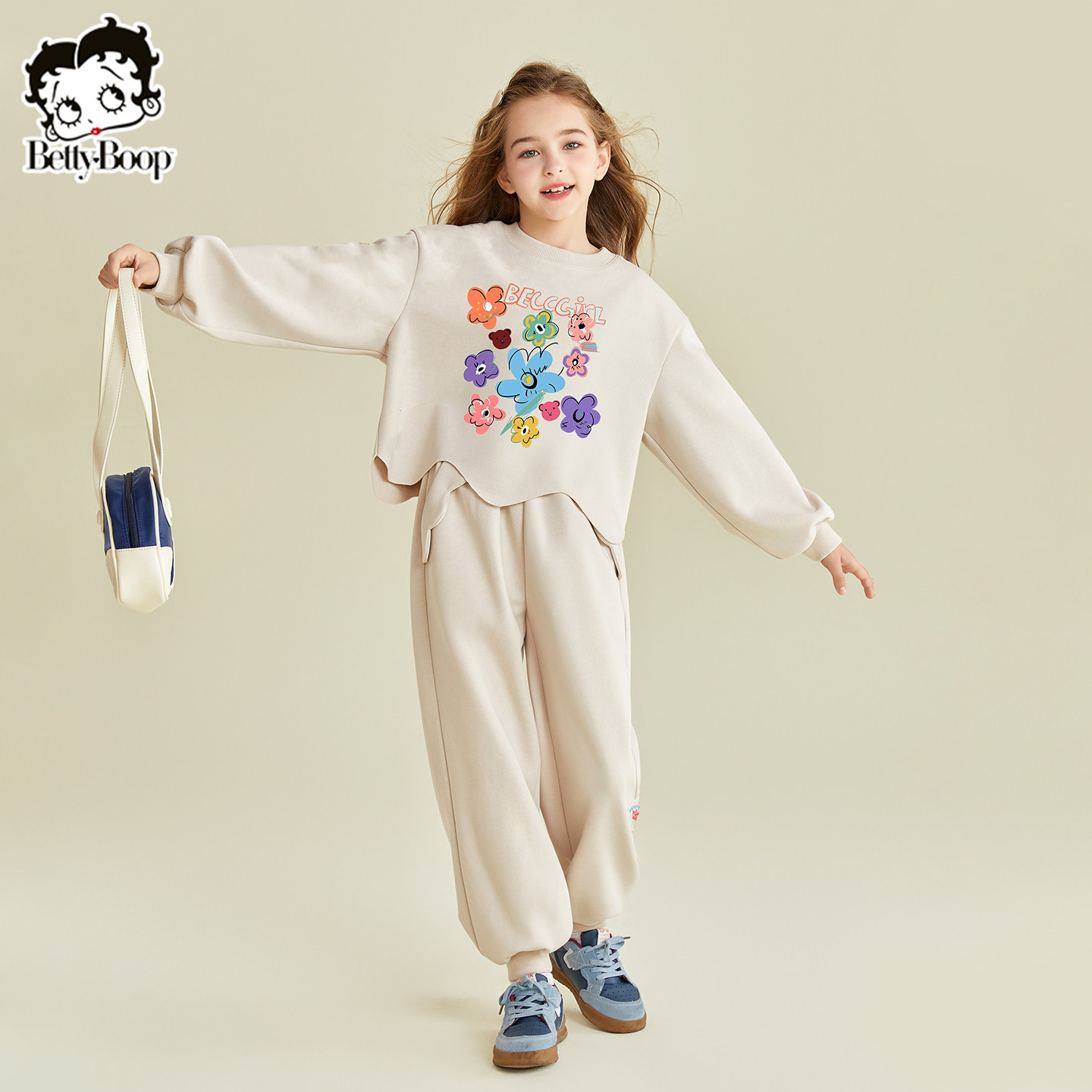 贝蒂女童春季花朵卫衣卫裤套装2026年春款儿童中大童时尚两件套,淘宝优惠券,粉丝福利购,淘宝优惠卷
