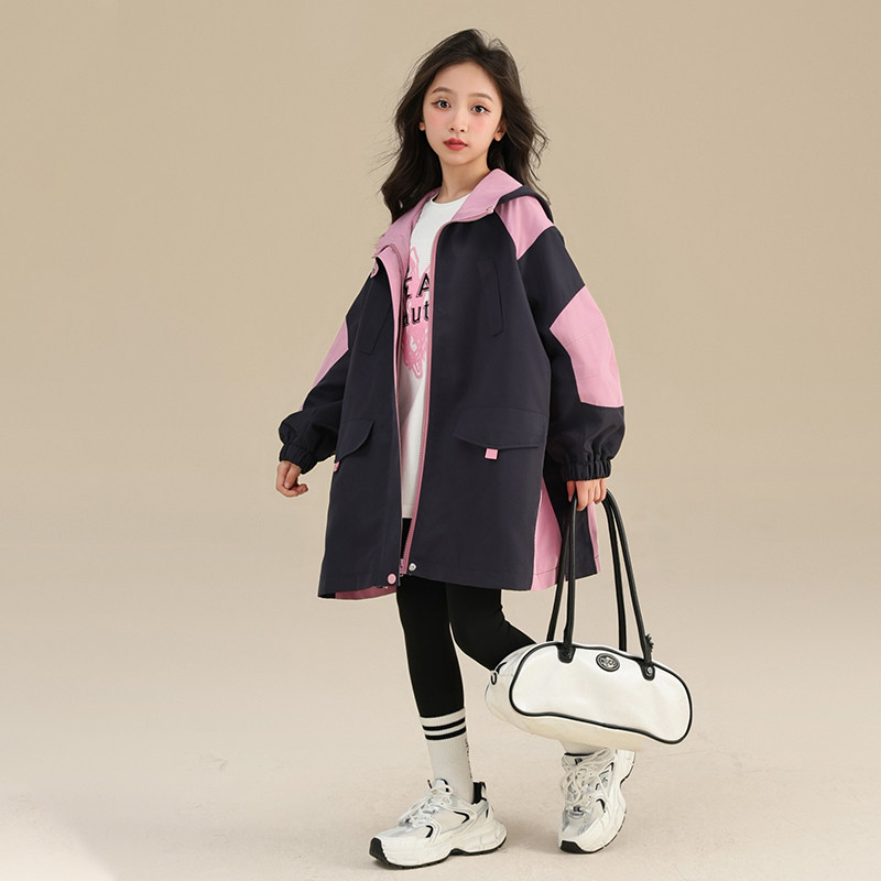 贝蒂女童防风风衣外套2026春季春款韩女大童儿童中长款冲锋外套,淘宝优惠券,粉丝福利购,淘宝优惠卷