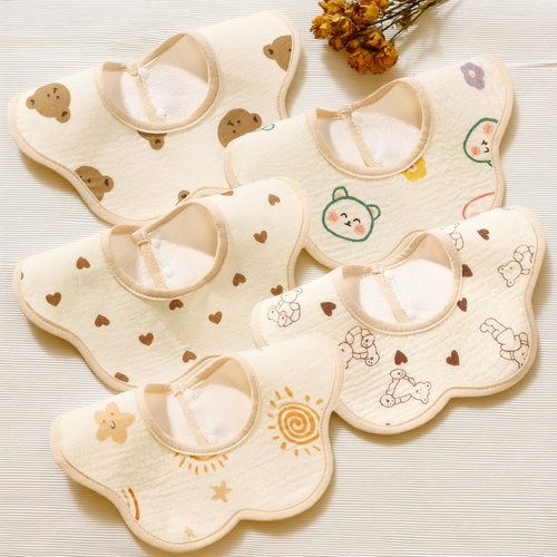 婴儿口水巾新生儿围嘴防水纯棉男女宝宝围巾围兜360度可旋转秋冬 - 图3