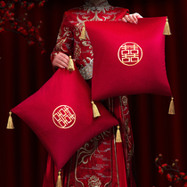 Wedding Accessories Wedding Wedding House Arrangement Chinese Sofa Decoration Back Cushions Leaning Pillow Red Velvet Cloth Embroidered Fluor