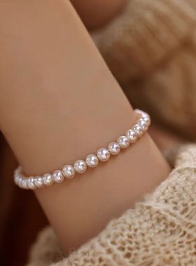 天然淡水珍珠纯银手链时尚女性