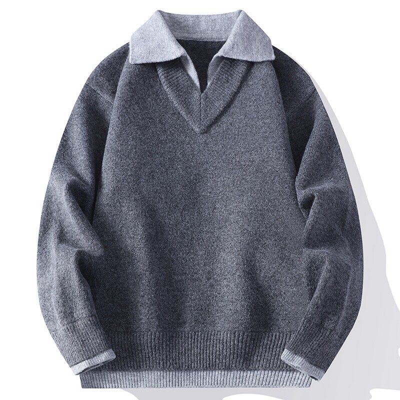 设计感假两件毛衣男士2025新款秋冬季加厚保暖打底针织衫百搭线衣,淘宝优惠券,粉丝福利购,淘宝优惠卷