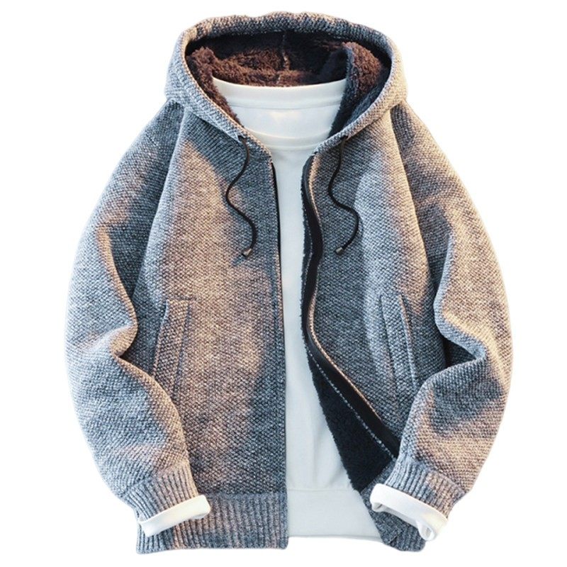 针织开衫外套男秋冬季加绒加厚连帽夹克男士上衣宽松休闲毛衣褂子,淘宝优惠券,粉丝福利购,淘宝优惠卷