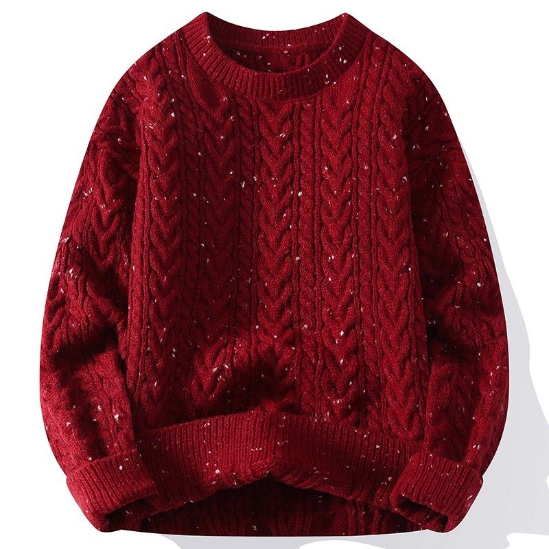 麻花圆领毛衣男士秋冬季2025新款线衣宽松加厚保暖针织打底衫,淘宝优惠券,粉丝福利购,淘宝优惠卷