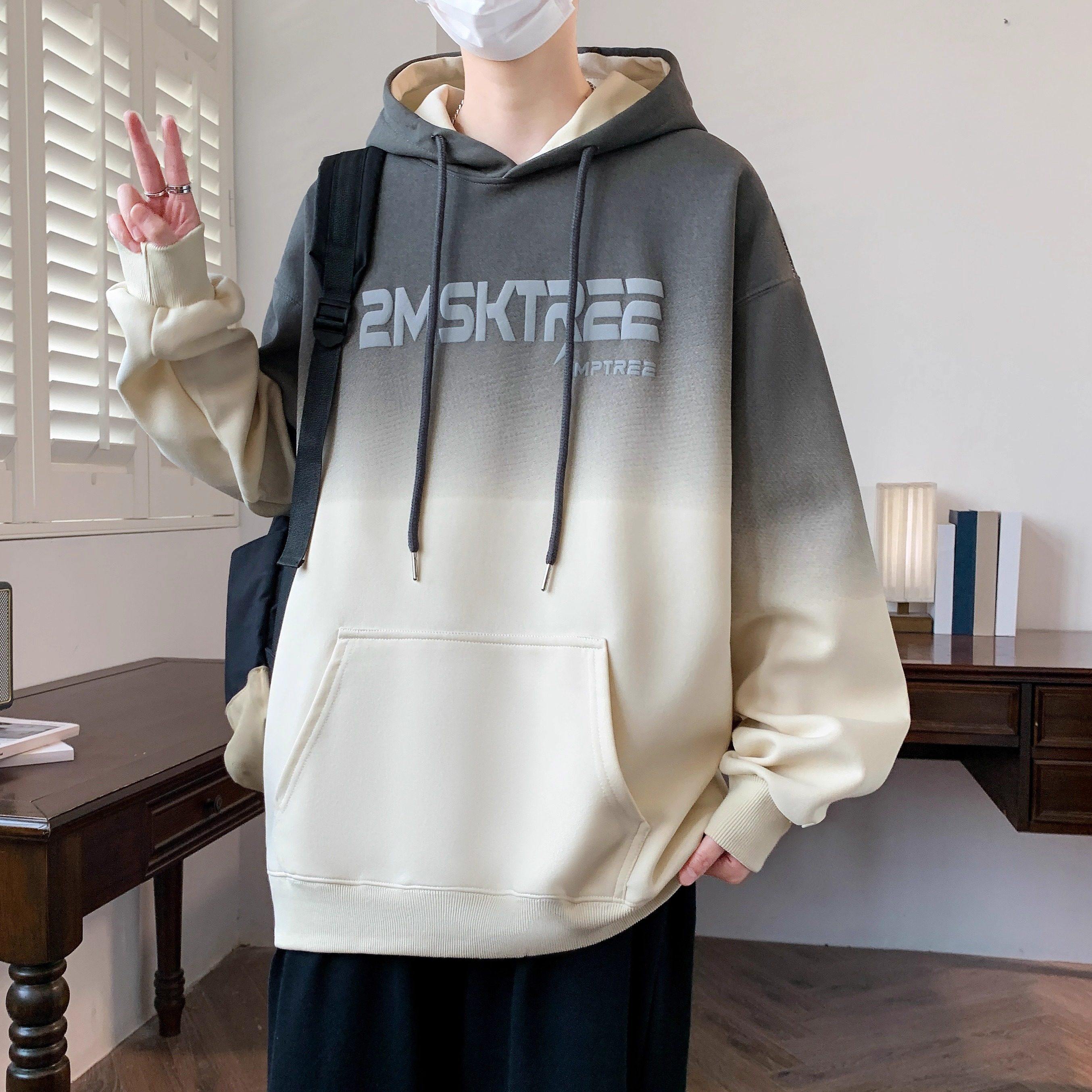 秋冬新款青少年酷帅渐变色连帽卫衣加绒外套男生长袖学生帅气上衣,淘宝优惠券,粉丝福利购,淘宝优惠卷