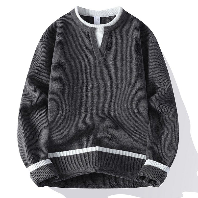 红色假两件双层V领毛衣男冬款本命年蛇年针织衫青少年冬装上衣服,淘宝优惠券,粉丝福利购,淘宝优惠卷