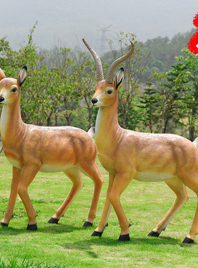 艺家乡户外仿真藏羚羊雕塑