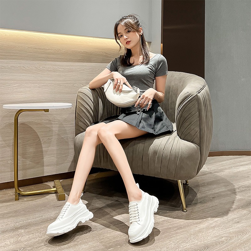荔季单鞋女2025春夏增高小白鞋时尚百搭松糕厚底透气老爹鞋女爆款