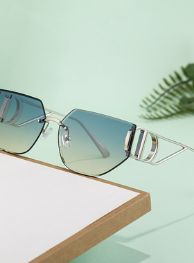 眼镜太阳镜欧美金属镂空镜腿无框