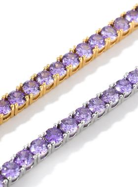 义乌市美飒饰品有限公司欧美嘻哈手链铜镶紫色锆石网球链时尚潮牌