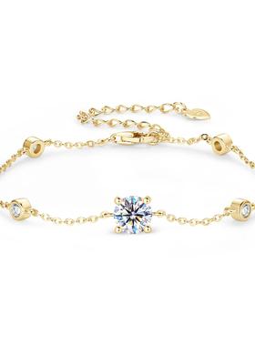 深圳旭佳珠宝设计色莫桑钻石四爪星点手链爆款纯银轻奢小众手饰工