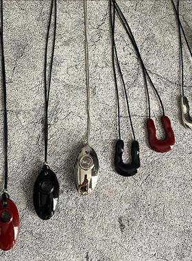 义乌市陌然饰品有限公司韩国博主同款酒红色长款项链黑色银色形椭