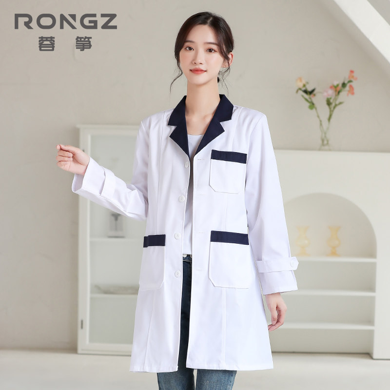 韩版长袖美容院夏季薄短袖白大褂 蓉筝医护制服