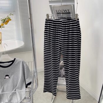 New Cute Girls Pajamas Female Summer Modal Cotton Striped Round Neck Casual Loose Parent-Child Home Clothing Set