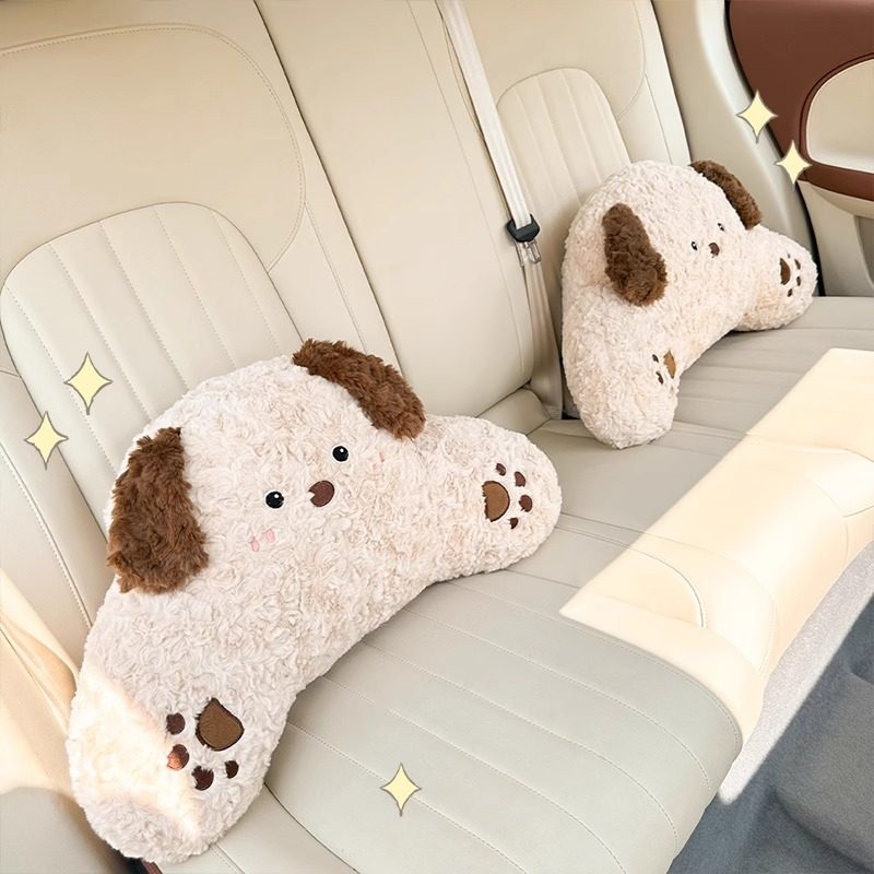 汽车头枕护颈枕可爱小趴狗毛绒腰靠车内靠枕创意枕头车载座椅靠垫,淘宝优惠券,粉丝福利购,淘宝优惠卷