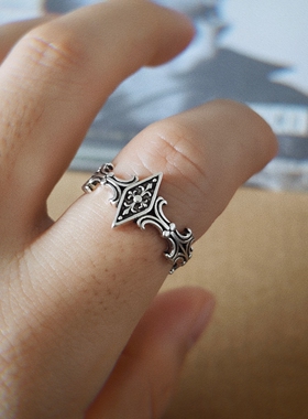 千叶泰银鸢尾十字菱形可调节戒指