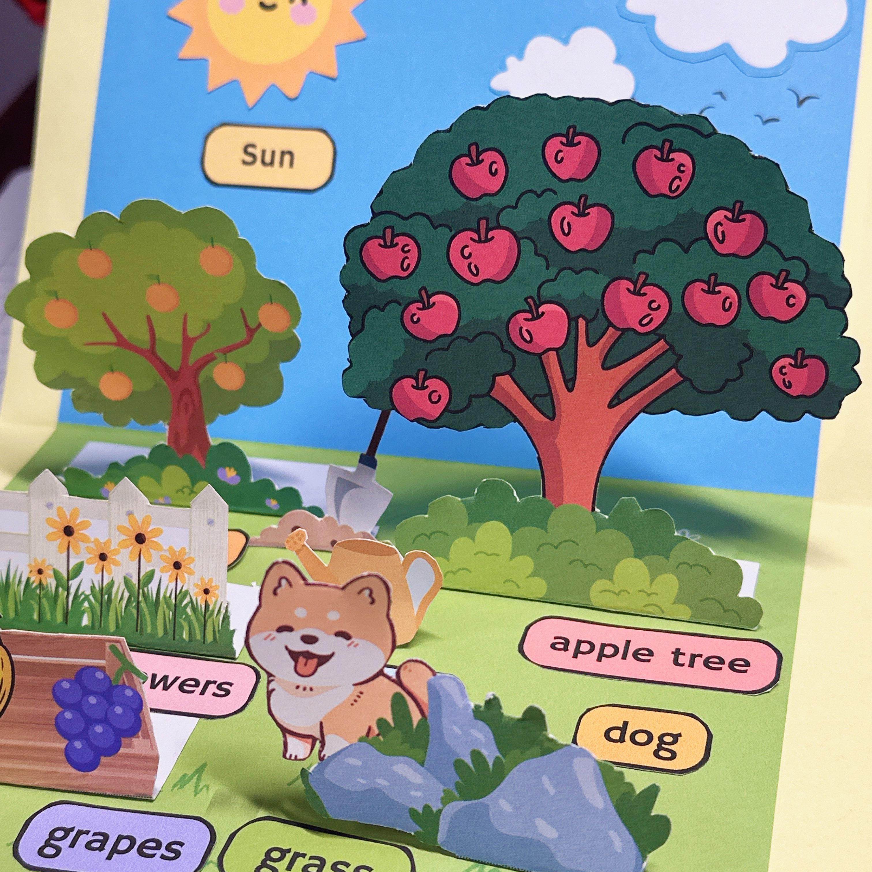 原创新版三上Unit4我的花园立体书英语创意作业素材教具PDF电子档 - 图1