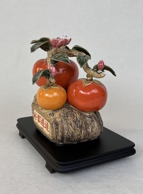 柿子好事连连陶瓷工艺品摆件石湾公仔玄关博古架电视柜装饰品摆设