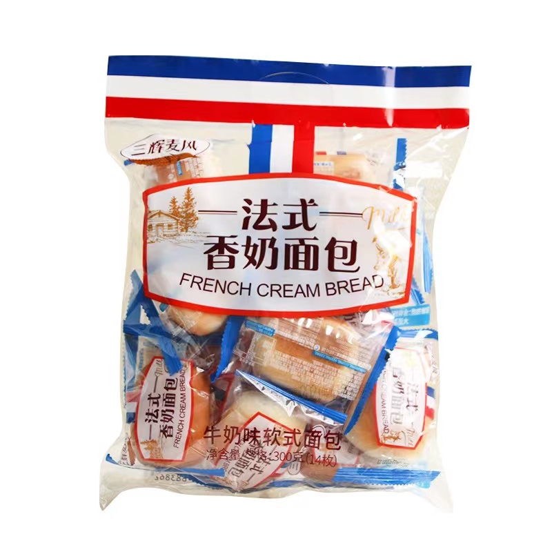 三辉麦风法式香奶面包牛奶味软式300g1袋包邮 早餐休闲小零食袋装 - 图2