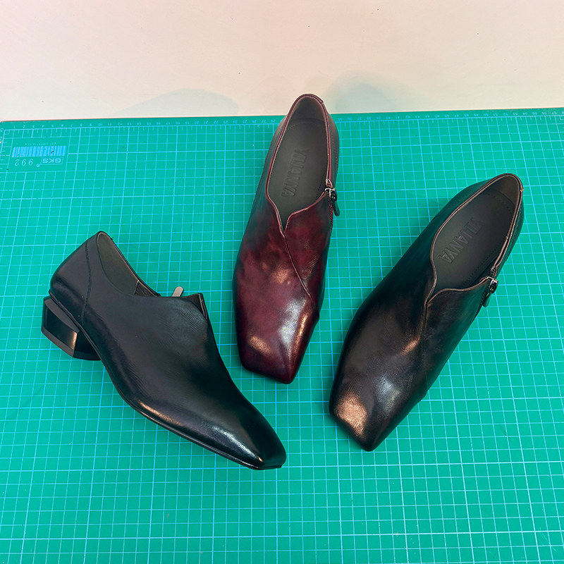 低跟深口真皮单鞋女大码2026春季新款复古通勤百搭增高方头小皮鞋,淘宝优惠券,粉丝福利购,淘宝优惠卷