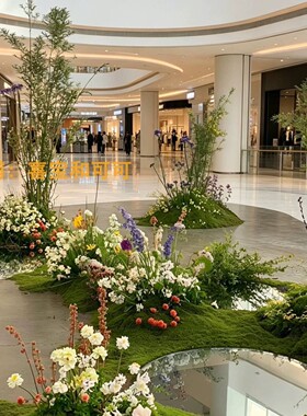 仿真苔藓镜面花艺绿植打卡装饰