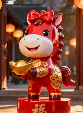 创意卡通公仔雕塑摆件2026马年