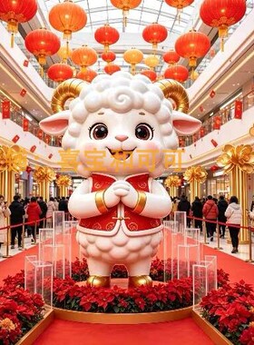 2027羊年玻璃钢小羊吉祥物雕塑