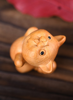 崖柏木雕卡通小飞猫超可爱家居办公桌创意文玩小摆件儿童生日礼品