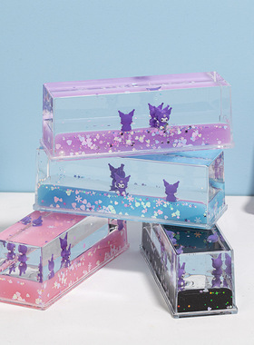 亚克力大长方卡通公仔漂浮油滴透明漂流瓶家居桌面装饰工艺品