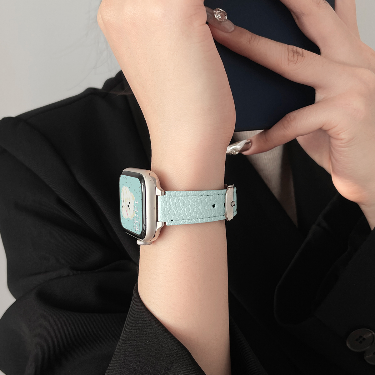 新品适用小米手环9pro手表带真皮8pro版手腕带6版红米watch5智能运动手表链redmiwatch4女生八九代高级感夏天 - 图2