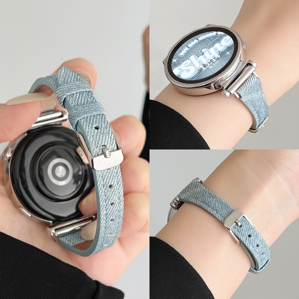 适用小米watchs4手表带链创意牛仔xiaomi watchs4sport女款新款智能运动手表s3/2腕带41mm女士专用高级感表链 - 图1