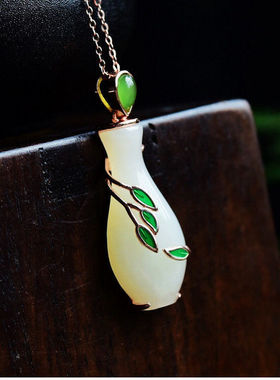 原创观音纯银天然和田玉大气吊坠