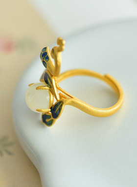 925银古法传承鎏金工艺凤凰戒指