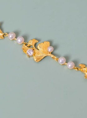 原创设计三生有杏珍珠手链女