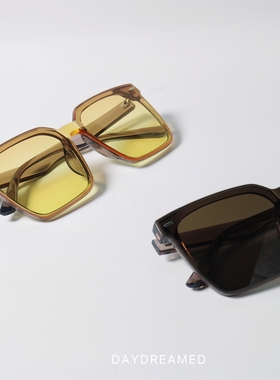 韩版小众方形大框落日色太阳眼镜