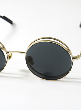 圆形悬浮感双框炫彩反光太阳眼镜