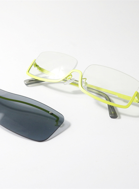 一片可拆卸连体双层撞色设计墨镜