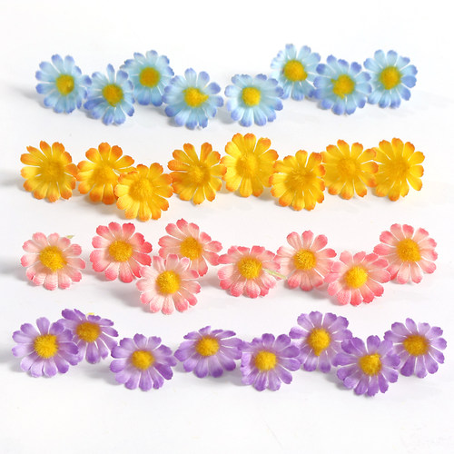 仿真小花 向日葵太阳花diy手工头饰发饰服装配件花环材料绢布假花 - 图3