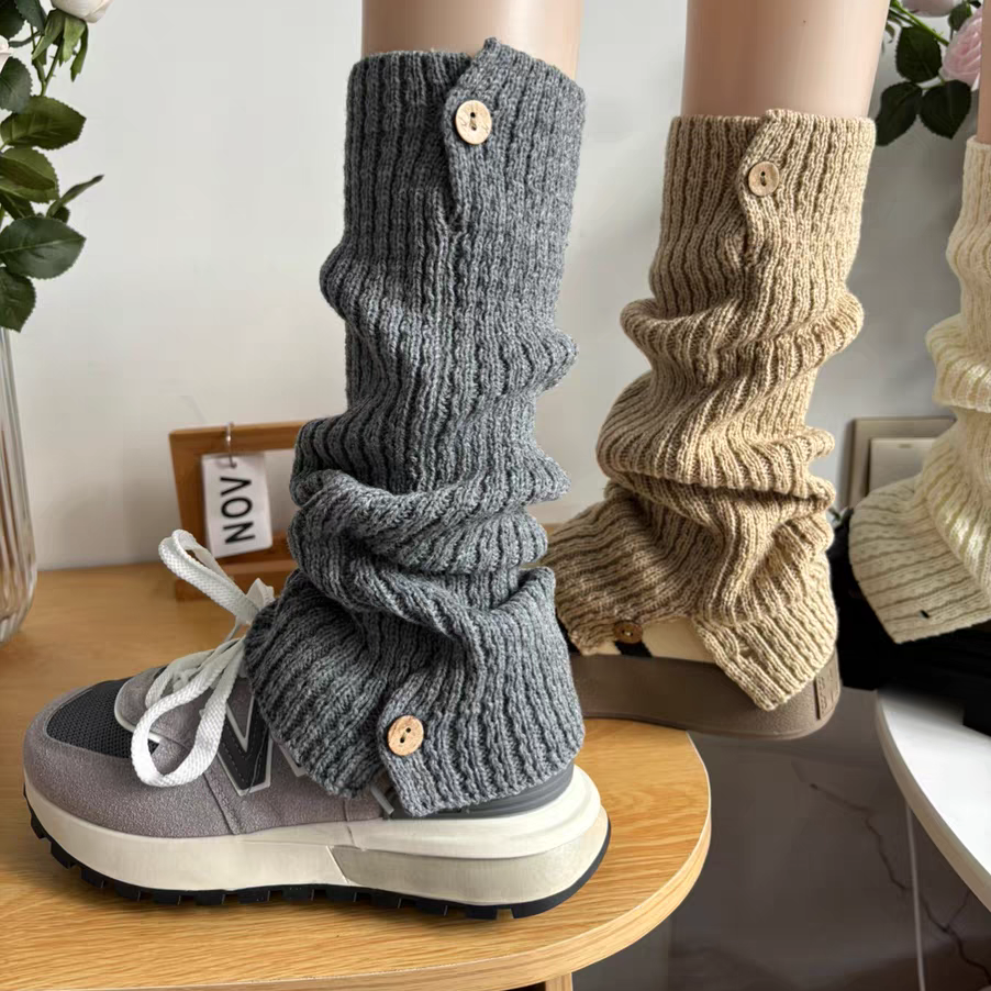 秋冬纯色雪地靴纽扣袜套复古美式堆堆腿套针织开口jk拼接中筒袜,淘宝优惠券,粉丝福利购,淘宝优惠卷