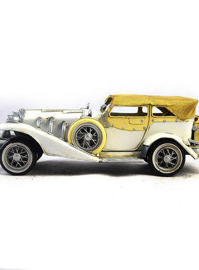 复古白色神剑老爷车摆件家居软装饰礼品铁艺车模型摄影道具