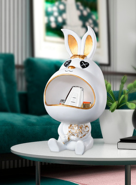 兔子玄关钥匙收纳摆件客厅桌面入户门口创意家居摆件树脂工艺品