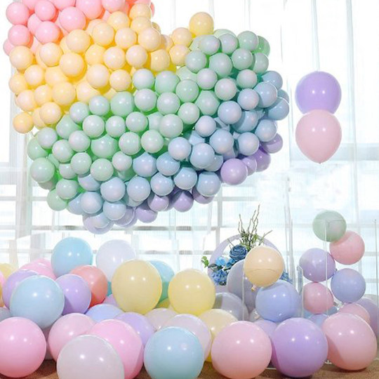 马卡龙气球彩色混装多巴胺加厚无毒儿童周岁生日场景布置装饰汽球
