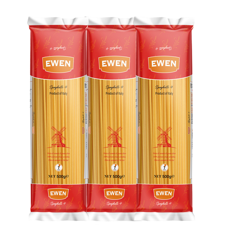 进口意文直形意大利面500g儿童低脂拌面家用速食通心粉意面酱套装